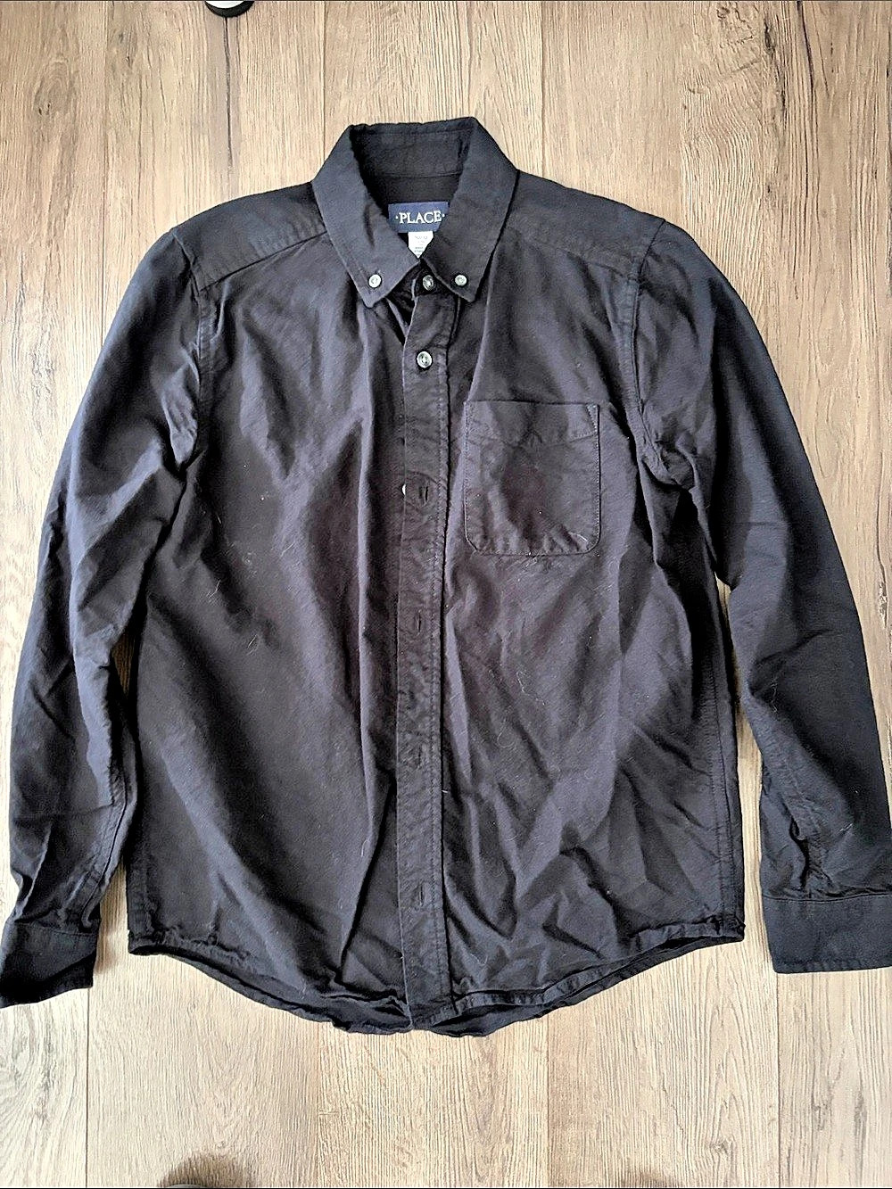 Children’s Place- Boys -Size 10/12 Black Cotton Button Down